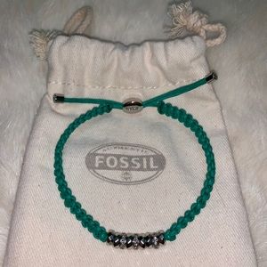 Fossil Teal Braided Bracelet with Bling